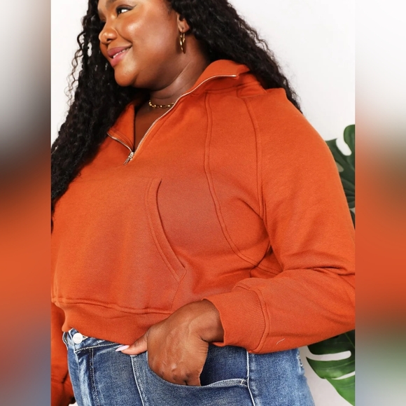 Double Take Half-Zip Long Sleeve Hoodie - Picture 7 of 12